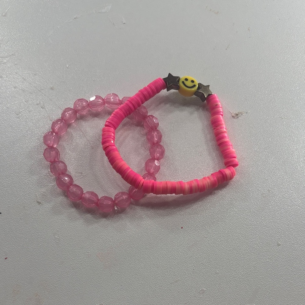Pink Beaded Kids Bracelet Set